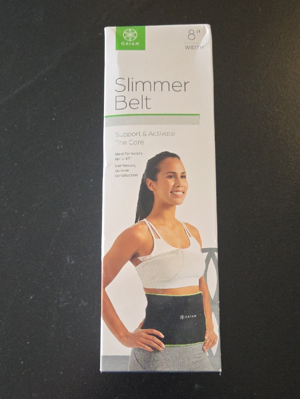 GAIAM Black Waist Slimmer Belt with Lime Trim NEW in Box
